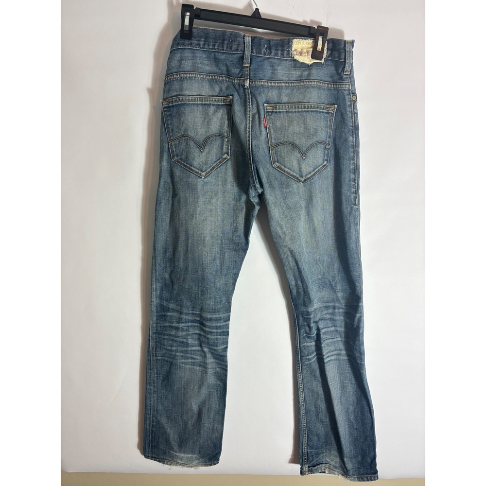 Levis 506 Standard Straight Leg Jeans Blue Faded Distressed Grunge Mens 33x31 - Picture 5 of 8